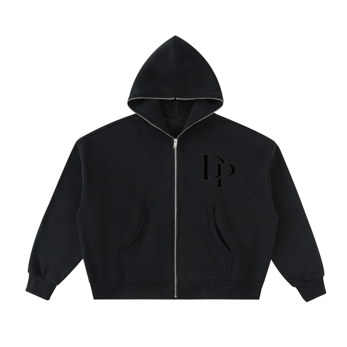 Fleeced Full-Zip Boxy Hoodie